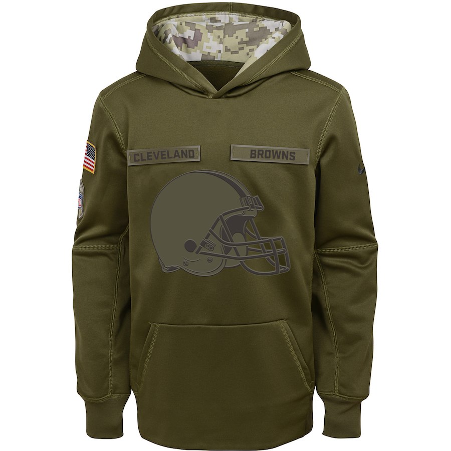 Cleveland Browns Nike Youth Salute to Service Pullover Performance Hoodie Green->youth nfl jersey->Youth Jersey